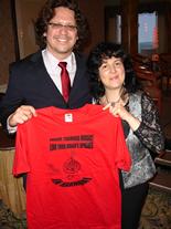 Donato Cabrera, Conductor of SF Symphony's Youth Orchestra, with Rozalina Gutman (C.H.A.R.I.S.M.A.Foundation), showing support to the Advocacy for Music Education message.