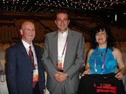 Ms. R. Gutman showing Advocacy Message to ISME President-Elect Graham Welch & Chair of 30th ISME Conference Dr. Polyvios Androutous, at the Closing Ceremony of 29th World Conference of ISME, Beijing, 2010