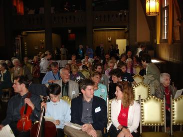 Maestro Edwin Outwater, Conductor of San Francisco Symphony Youth Orchestra, Wattis Foundation Music Director and violist/violinist Elizabeth Prior Runnicles at the Young Artist Award Winners Concert and Reception.  May 2005, Etude Club of Berkeley, CA, USA